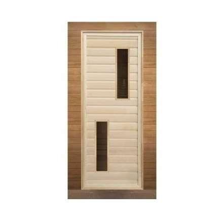 Дверь для бани липа с 2-мя стеклами (кор. хвоя) 1900x700 (без петель) купить в Молодечно