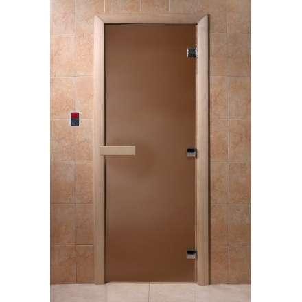 Дверь для сауны Doorwood Теплая ночь 1900x700 (коробка листва, стекло 8 мм, 3 петли) в Молодечно