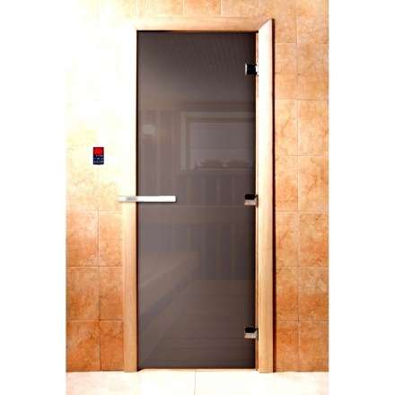 Дверь для сауны Doorwood Сумерки Графит прозрачный 1900x700 (стекло 8 мм, 3 петли) в Молодечно