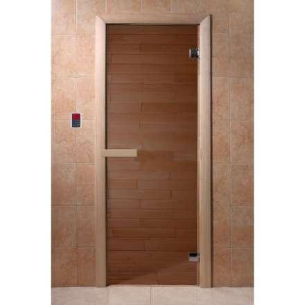 Дверь для бани и сауны Doorwood Бронза 1900x700 (хвоя, стекло 6 мм, 2 петли) в Молодечно