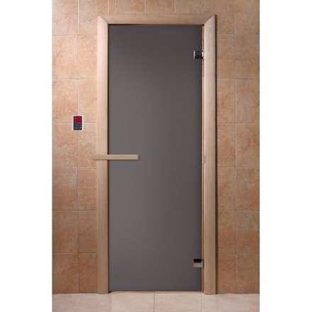 Дверь для бани Doorwood Графит матовый 1900x700 мм (коробка хвоя, стекло 6 мм, 2 петли) в Молодечно