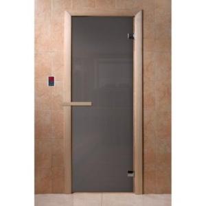 Дверь для бани Doorwood Графит 1900x700 мм (коробка хвоя, стекло 8 мм, 2 петли) в Молодечно