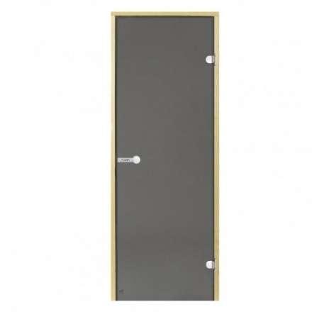 Дверь для бани стеклянная Harvia 7/19 коробка сосна, серая в Молодечно