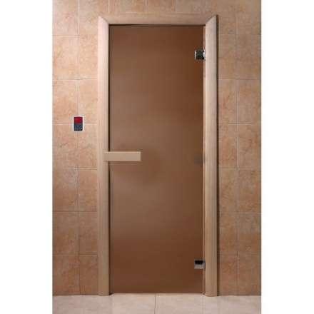 Дверь для бани стеклянная Doorwood Бронза матовая 1800x700 (хвоя, стекло 6 мм, 2 петли) в Молодечно