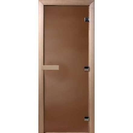 Дверь для бани Doorwood Теплая ночь 1900x600 мм (коробка листва, стекло 8 мм, 3 петли) в Молодечно