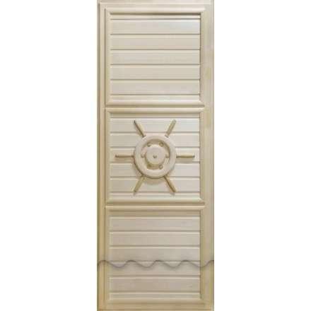 Дверь деревянная для бани DoorWood Штурвал 1840x740 без иллюминатора Эконом в Молодечно