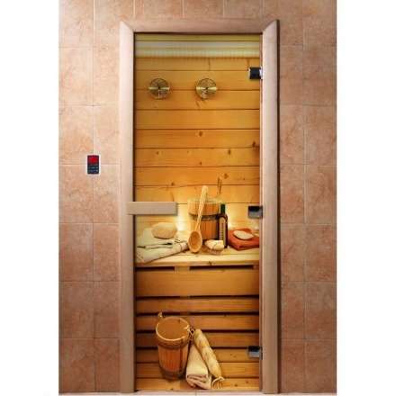 Дверь для сауны Doorwood с фотопечатью A033 1900x700 в Молодечно