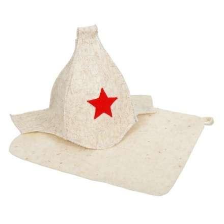 Набор из двух предметов (Шапка Будёновка белая, коврик) 41128 в Молодечно