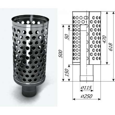 Каменка натрубная ДИЗЕЛЬ, ф115, 1/0,5мм, нерж/нерж в Молодечно