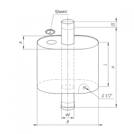 Бак Ferrum Комфорт эллиптический с трубой 50 л в Молодечно