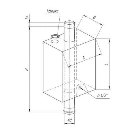 Бак Ferrum Комфорт прямоугольный на трубе 55 л в Молодечно