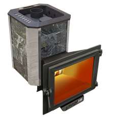 Печь Пегас 16 панорама в камне змеевик Амазонка бай фото в Молодечно