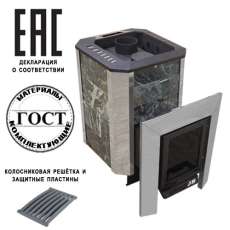 Печь Пегас 16 со стеклом в камне змеевик в Молодечно