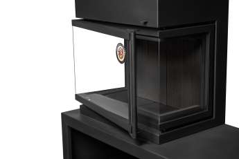 Камин МАДРИД на дровнике Гигант слева черный\белый шамот в Молодечно