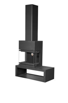 Камин МАДРИД на дровнике Гигант слева черный\белый шамот в Молодечно