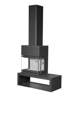 Камин МАДРИД на дровнике Гигант слева черный\белый шамот в Молодечно