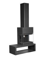 Камин МАДРИД на дровнике Гигант справа черный\белый шамот в Молодечно