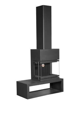 Камин МАДРИД на дровнике Гигант справа черный\белый шамот в Молодечно