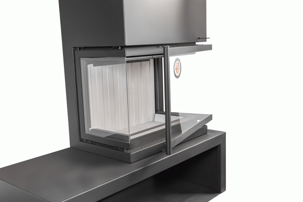 Камин МАДРИД на дровнике Гигант справа черный\белый шамот в Молодечно