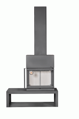 Камин МАДРИД на дровнике Гигант справа черный\белый шамот в Молодечно