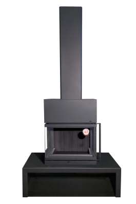 Камин МАДРИД на дровнике Гигант центральный черный\белый шамот в Молодечно