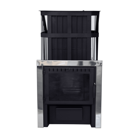 Печь банная Сибирь-24 c закрытой каменкой, панорамная дверца в Молодечно