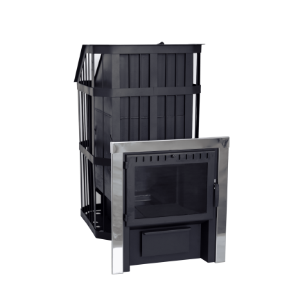 Печь банная Сибирь-24 c закрытой каменкой, панорамная дверца в Молодечно