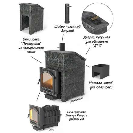 Комплект Президент Везувий Легенда Ретро 205 Пироксенит Элит в Молодечно