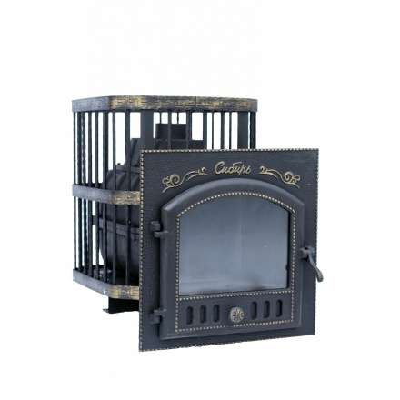 Печь банная Сибирь-24 с каминной дверцей Сибирь (545х545) в Молодечно