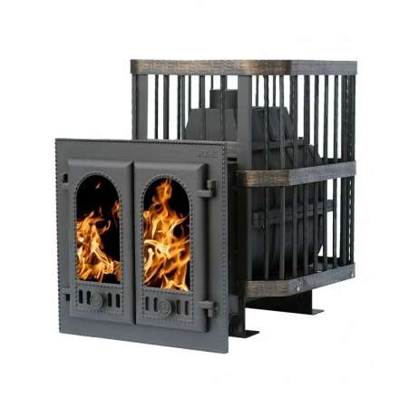 Печь банная Сибирь-24 с двухстворчатой каминной дверцей Амазонка бай фото в Молодечно