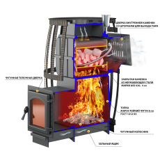 Печь для бани Везувий Легенда Русский Пар Ковка 30 (271) в Молодечно