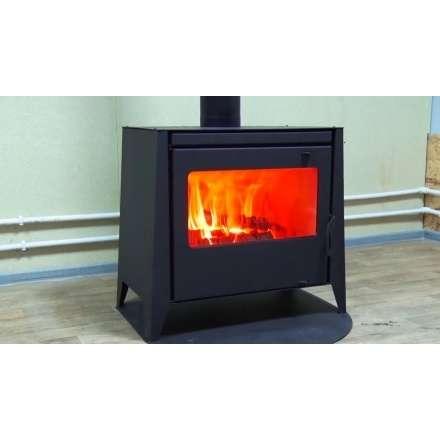 Печь-камин стальная со стеклом Бавария 12 фото в интерьере в Молодечно