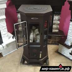 Недорогая стальная печь Термофор Статика Секста, чёрная бронза фото в интерьере в Молодечно