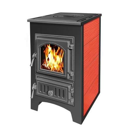 Печь-камин Везувий ПК-01 (270) с плитой  красная 9 кВт Амазонка бай фото в Молодечно