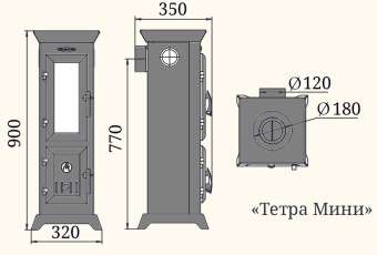 Отопительная печь Термофор Статика Тетра Мини, чёрная бронза фото в Молодечно