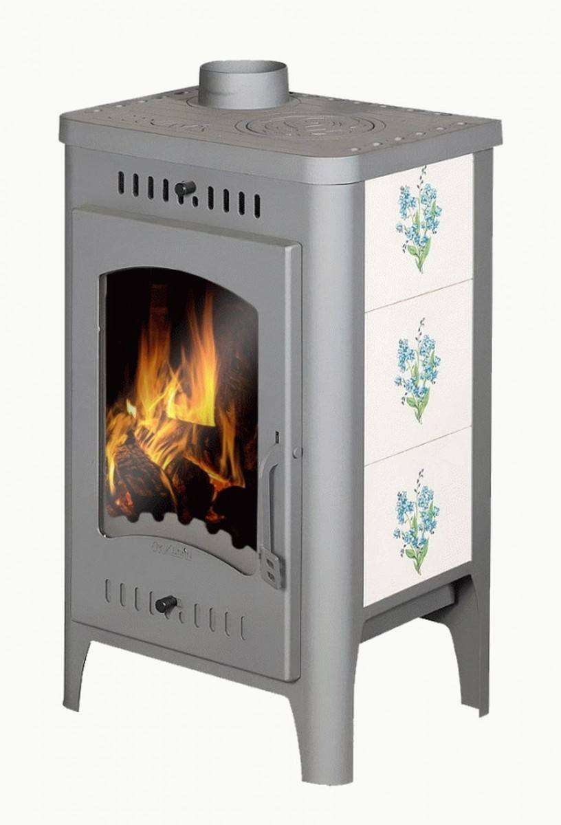 Печь-камин Бавария Оптима Незабудка с плитой фото в Молодечно