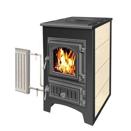 Печь-камин Везувий ПК-01 (270) с плитой и т/о бежевая 9 кВт Амазонка бай фото в Молодечно