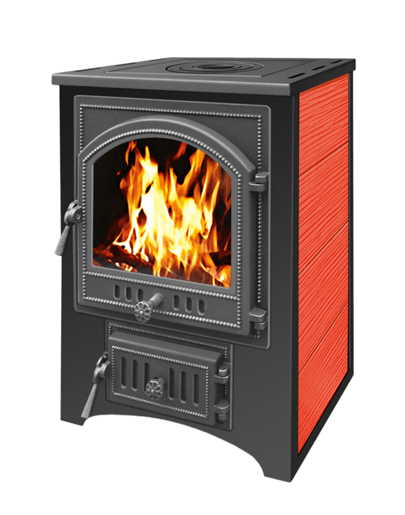 Печь-камин Везувий ПК-01 (205) c плитой красная 12 кВт Амазонка бай фото в Молодечно