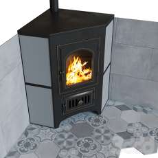 Купить печь-камин Везувий ПК-01 (220) с конфоркой угловой талькохлорит в Молодечно фото в Молодечно