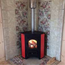 Купить Печь-камин Везувий ПК-01 (220) угловой красный 9 кВт в Молодечно в Молодечно