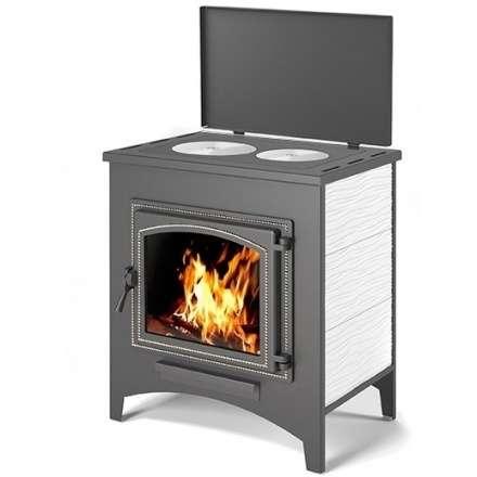 Печь-камин Везувий ПК-04 (240) с плитой беж 12 кВт Амазонка бай фото в Молодечно