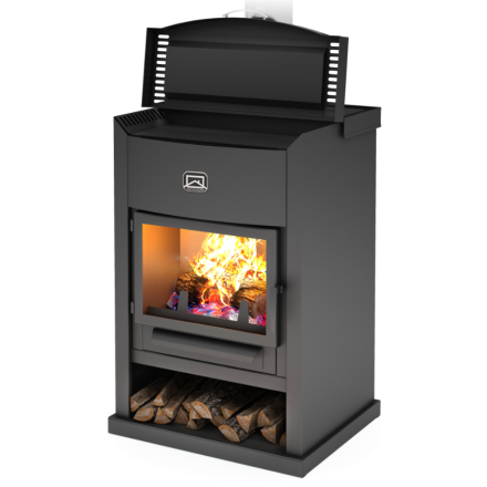 Стальной камин с дровницей Теплодар ОВ-120 (прямой) фото в Молодечно