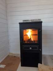 Стальной печь-камин со стеклом ЭТНА (БКД) с плитой фото в Молодечно