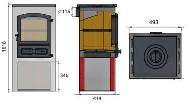 Стальной камин со стеклом ЭТНА (БКД) с плитой и теплообменником фото в Молодечно