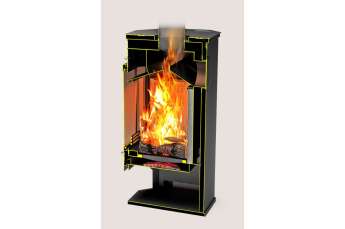 Стальной недорогой камин с дровницей Теплодар Румба фото в Молодечно
