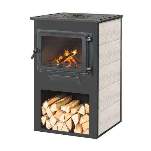 Печь-камин ЭТНА (Панорама) с плитой Амазонка бай фото в Молодечно