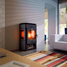 Стильный камин с тремя стеклами Теплодар Танго Трио фото в интерьере в Молодечно