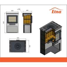 Печь-камин ЭТНА (Панорама) с плитой и теплообменником Амазонка бай фото в Молодечно