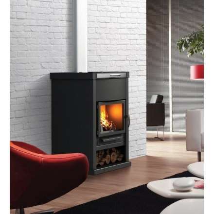 Стальной недорогой камин Теплодар ОВ-140 (прямой) фото в интерьере в Молодечно