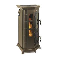 Отопительная недорогая печь Термофор Статика Квинта, чёрная бронза фото с боку в Молодечно